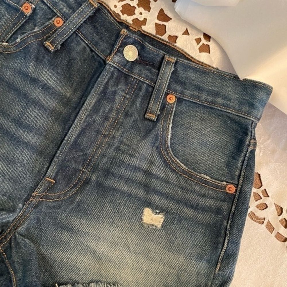 Levi’s 501 Highrise Blue Denim Shorts Cotton Size 23 - Picture 8 of 13